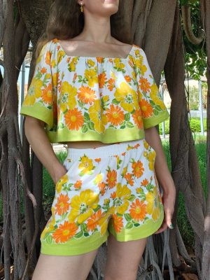 Top flores naranja y amarillo (M/L)