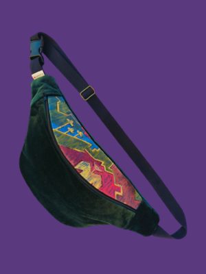 riñonera grande terciopelo verde botella