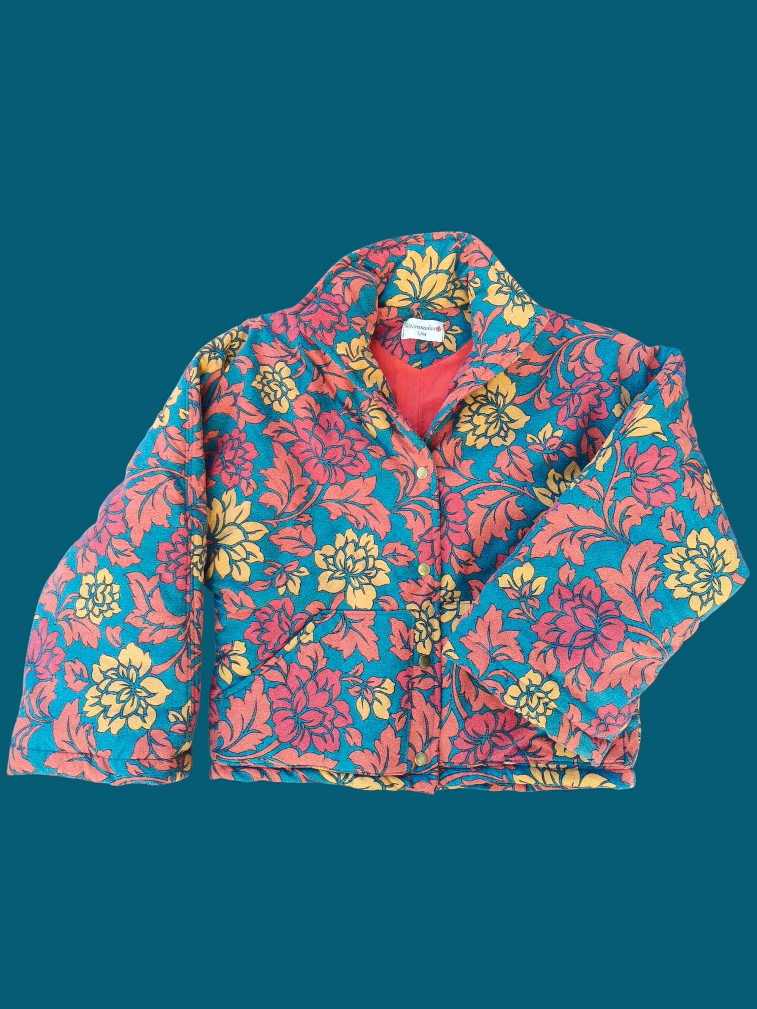 Chaqueta acolchada upcycling hojas (S/M) - Image 4