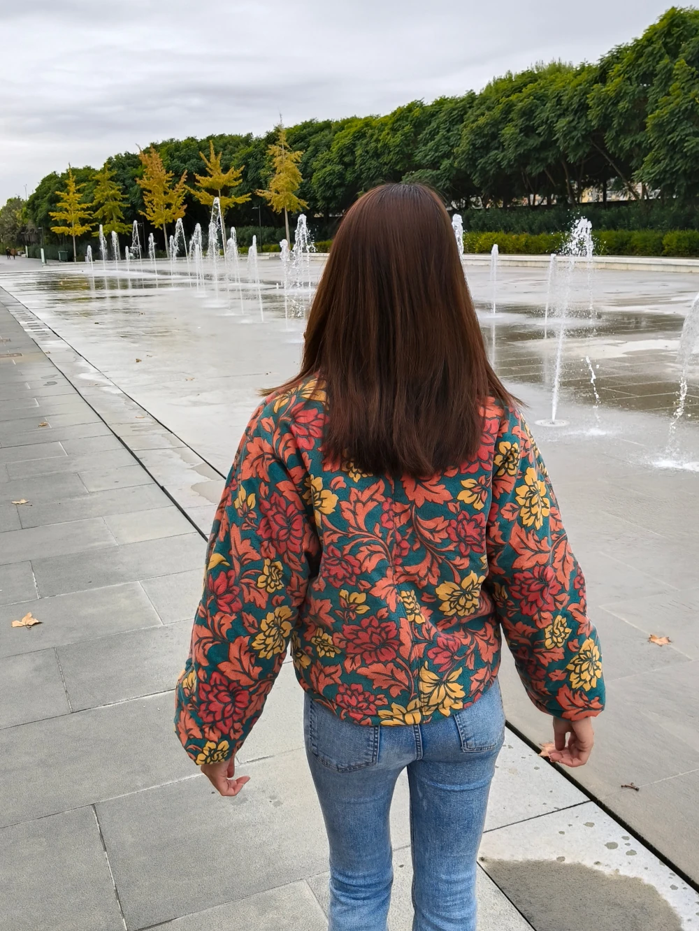 Chaqueta acolchada upcycling hojas (S/M) - Image 3