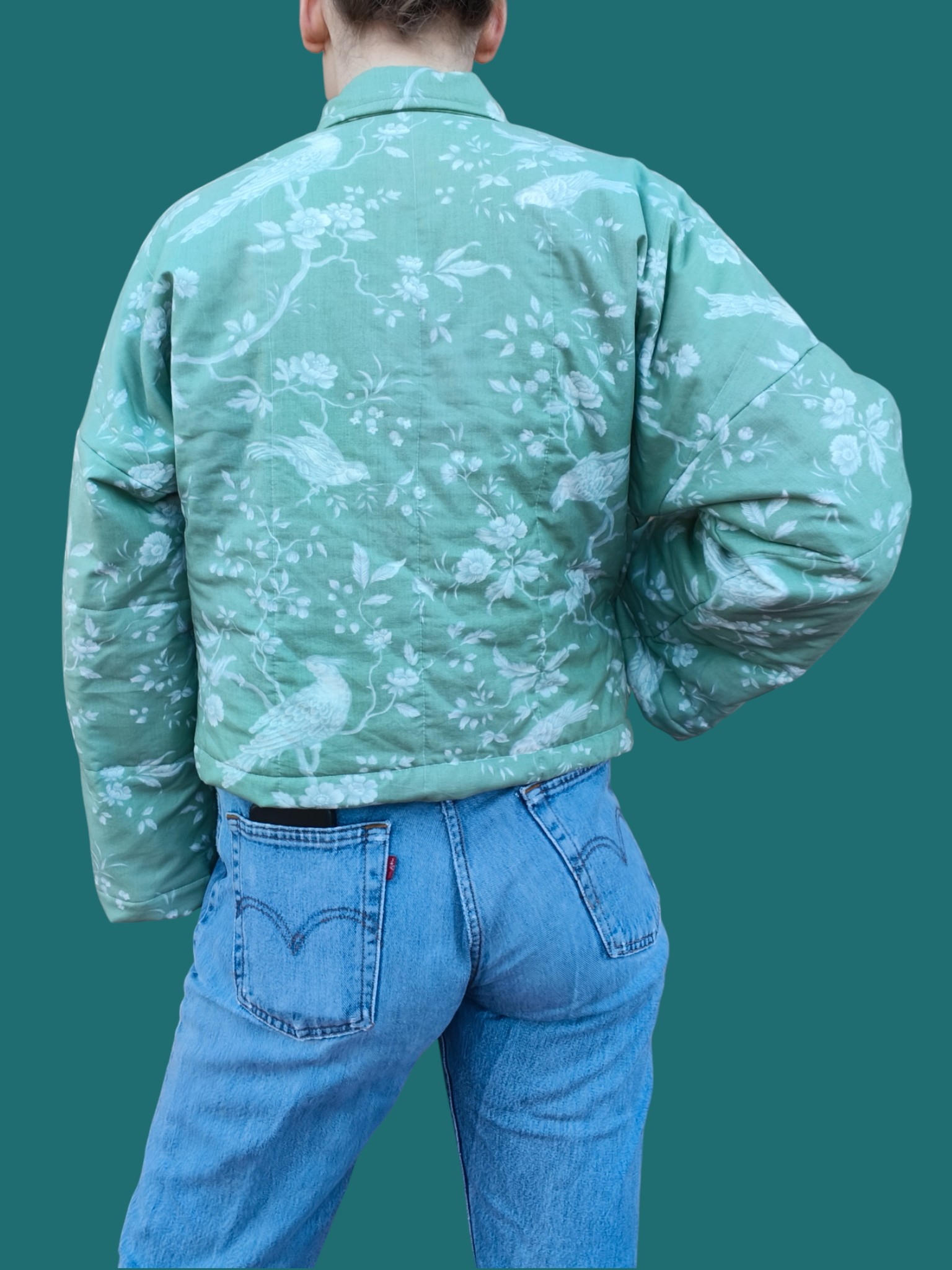 Chaqueta acolchada upcycling pajaritos y flores - Image 7