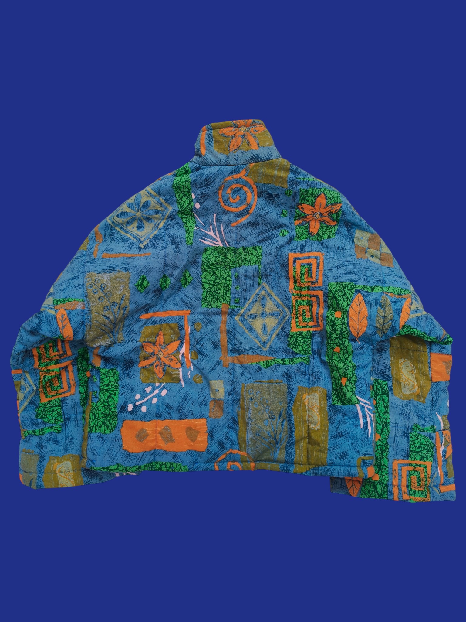 Chaqueta acolchada upcycling azul y naranja - Imagen 5