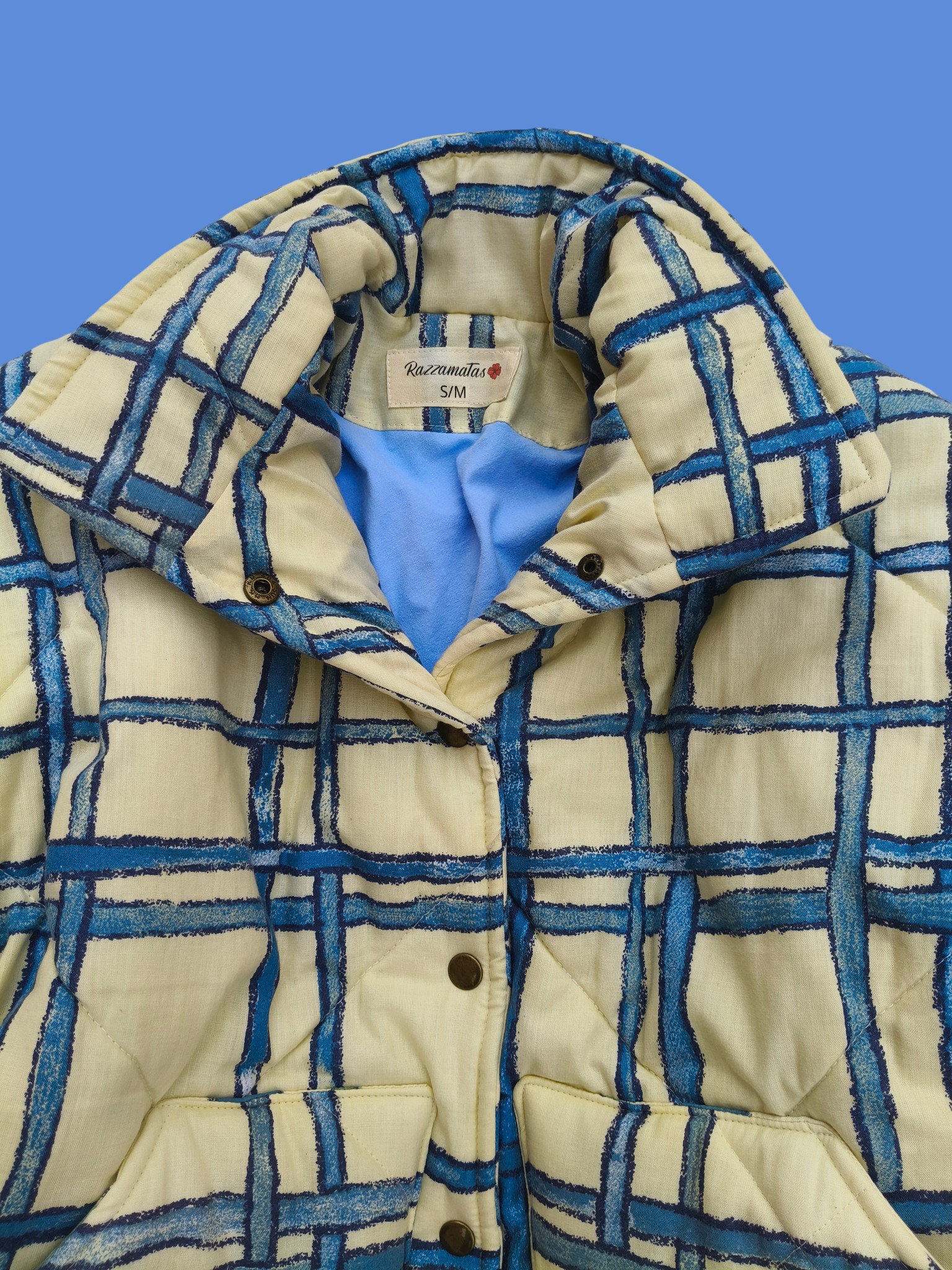 Chaqueta acolchada upcycling rayas azules - Imagen 5