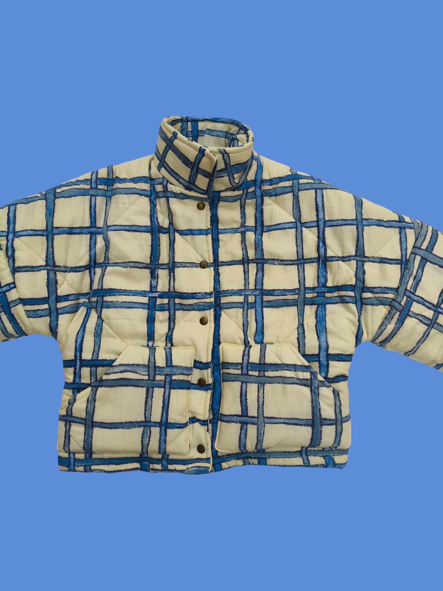Chaqueta acolchada upcycling rayas azules - Imagen 3