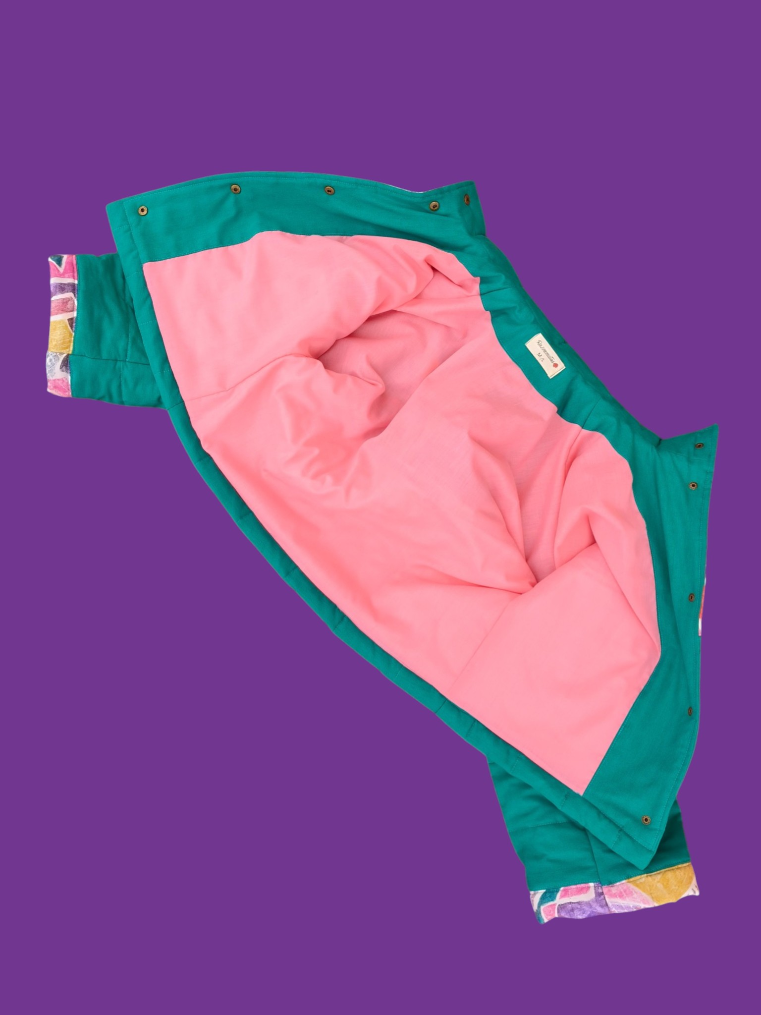 Chaqueta acolchada upcycling retro block + verde M/L - Image 5