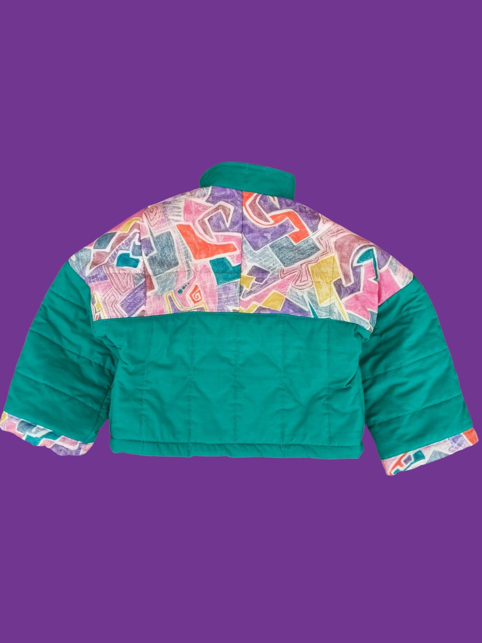 Chaqueta acolchada upcycling retro block + verde M/L - Image 6