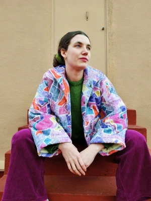 Chaqueta acolchada upcycling retro block M/L